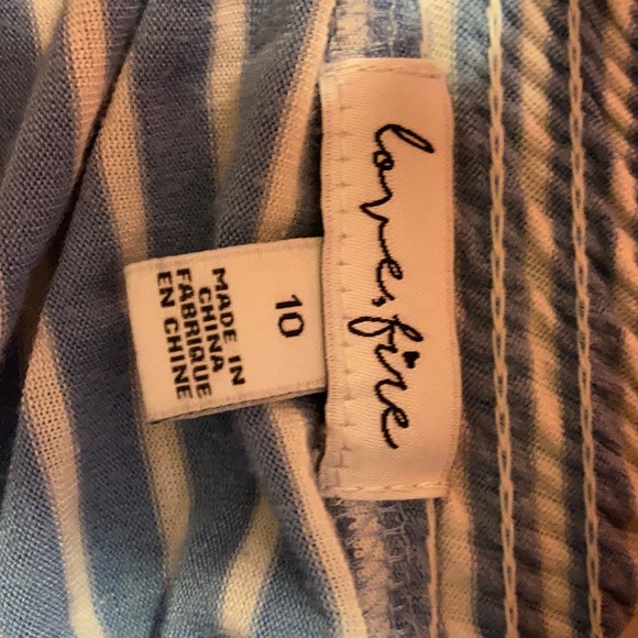 Striped Blue Off the Shoulder T-Shirt Dress - Picture 3 of 3